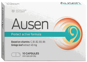 Embalagem de Ausen, suplemento alimentar em cápsulas